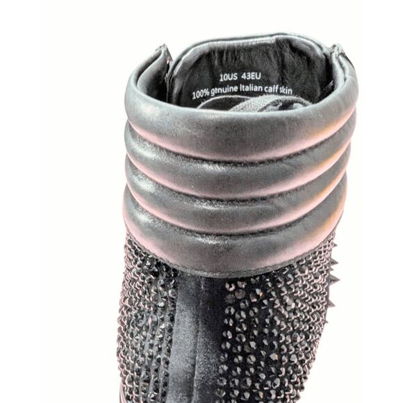 FERRARI MASSARI Studded Black Leather Hi Top Sneaker Size 1oUS/EUR43 main image 12